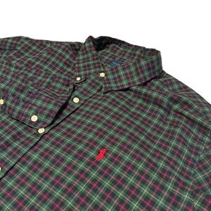 Ralph Lauren Men's Green Plaid Button Down Shirt Long Sleeve Size XXL
